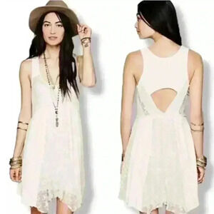 Free People Cream Lace Mini Dress